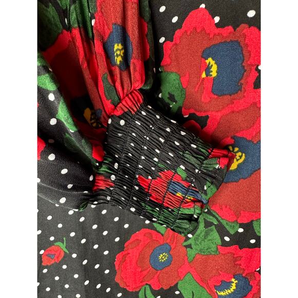 FREE PEOPLE Morning Light Retro Floral Printed Long Sleeve Mini Dress Size 2 - Picture 6 of 7